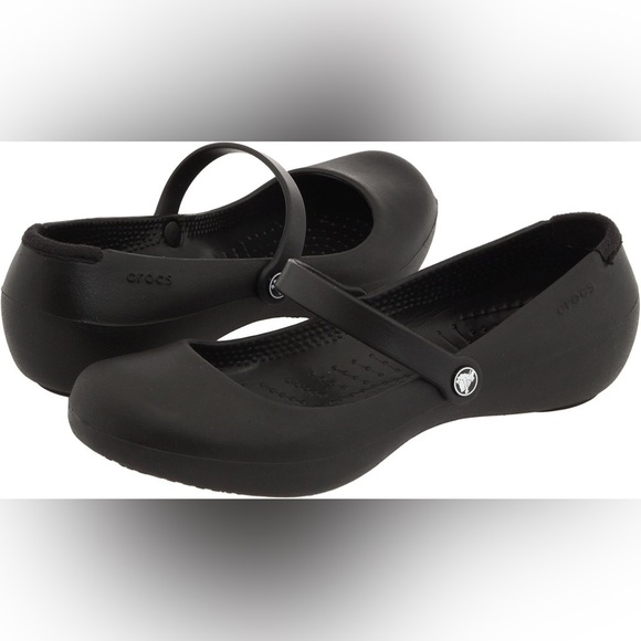Crocs women’s Black Mary Jane Flats size w6 - Picture 7 of 7